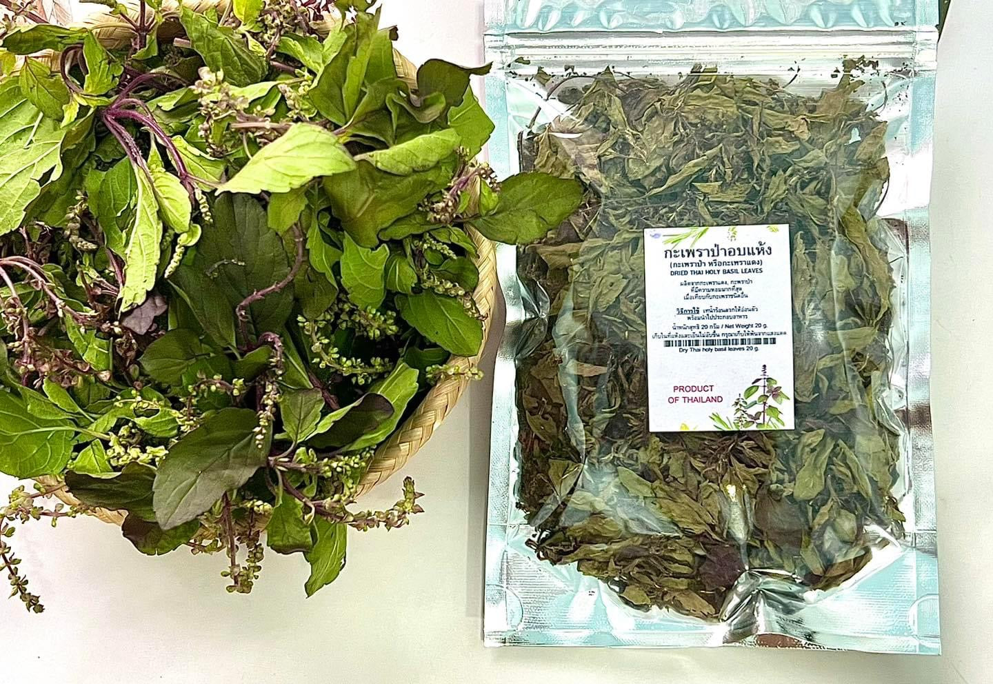 Dried Holy Basil Leaves กะเพราอบแห้ง image 0
