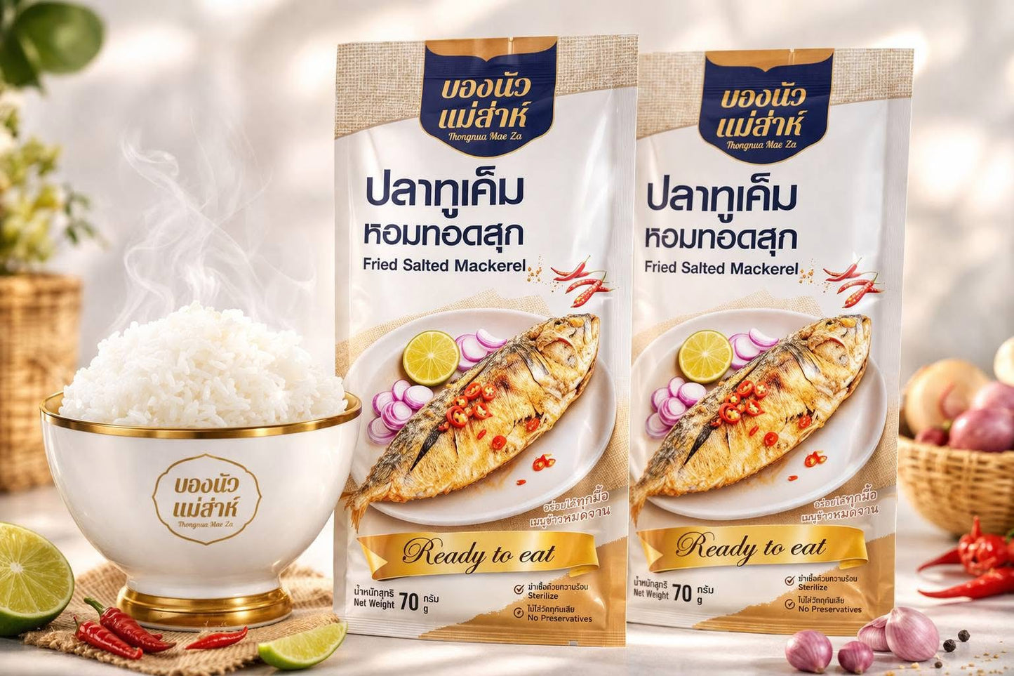 Fried Salted Mackerel ปลาทูเค็มหอมทอดสุก