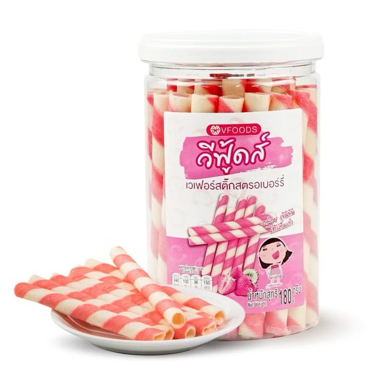 Strawberry Cream Wafer Rolls เวเฟอร์สติ๊กสตอเบอรี่